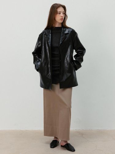 Glazed Vegan Leather Jacket_Black - RRACE - Modalova