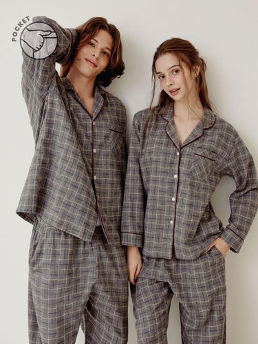 Couple Andis Checkered Cotton Mixed Long-Sleeved S - LUNALUZ STUDIO - Modalova