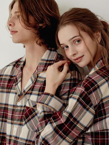 Couple Valentine's Checkered Long-Sleeved Collar S - LUNALUZ STUDIO - Modalova