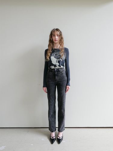 Stone washing denim pants_Black - ellonarc - Modalova