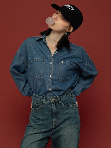 DENIM POCKET OVER SHIRTS BLUE - MORELIKEIT - Modalova