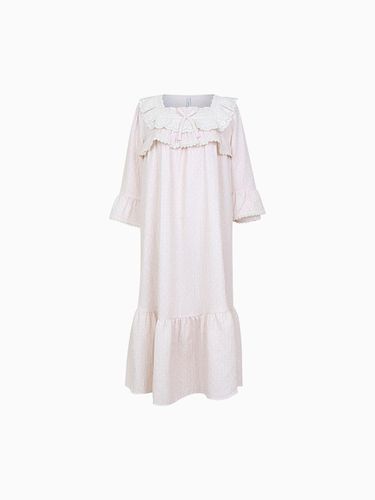 Women's cotton gauze 3/4 sleeved square-neck dress - LUNALUZ STUDIO - Modalova