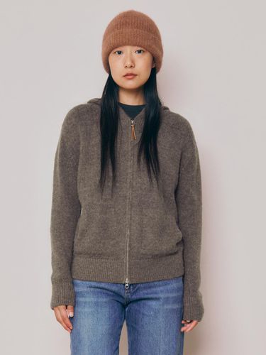 Women] Baby Alpaca Hooded Zip - Up Pocket Cardiga - KNITLY - Modalova