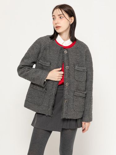 WOOL TWEED DROP SHOULDER MIDI JACKET - MORELIKEIT - Modalova