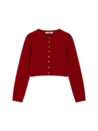 BASIC BUTTON KINT CARDIGAN, RED - Porta - Modalova