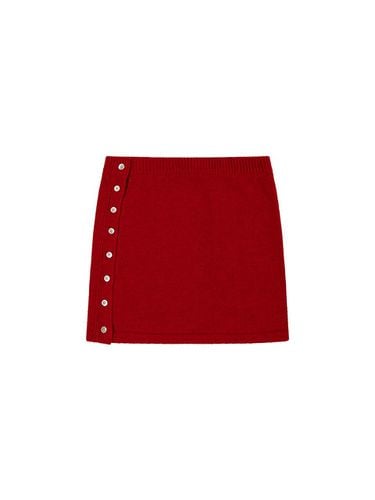 BASIC SIDE BUTTON KINT SKIRT, RED - Porta - Modalova