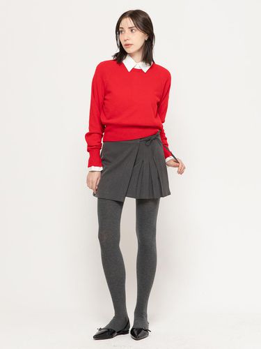 WARP PLEATED RIBBON MINI SKIRT WITH SHORTS - MORELIKEIT - Modalova