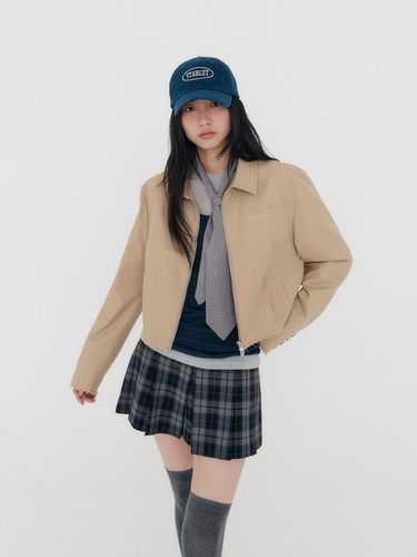 Cotton Cropped jacket _ Light Beige - zeezeezee - Modalova