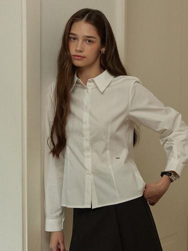 Slim fit semi crop shirts - white - ADAUL - Modalova