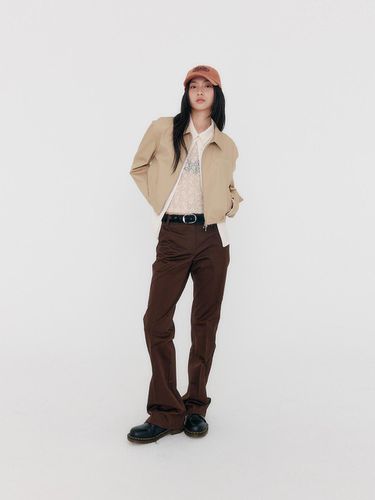 Chino Bootcut Trousers _ Deep Brown - zeezeezee - Modalova