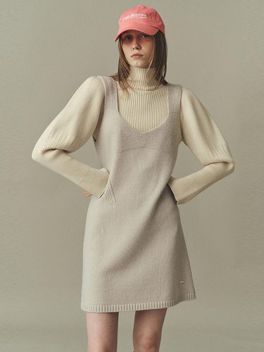 WOOL BLEND KNIT DRESS_LIGHT GREY - ahwe - Modalova