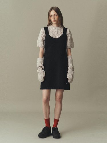 WOOL BLEND KNIT DRESS_BLACK - ahwe - Modalova