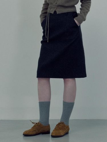 Herringbone Wool Midi Skirt () - LOVE US U - Modalova