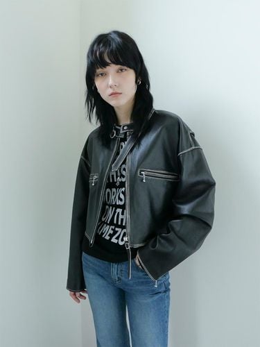 Brush Leather Jacket_Black - ellonarc - Modalova