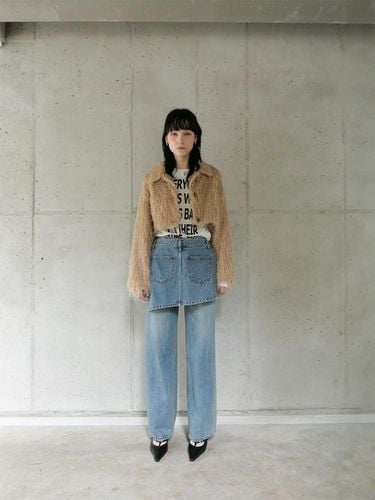 Layered Wrap Denim Pants_Blue - ellonarc - Modalova