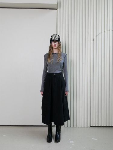 Cargo pintuck long skirt_black - ellonarc - Modalova