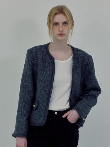 Classic Wool Tweed Pocket Jacket () - LOVE US U - Modalova