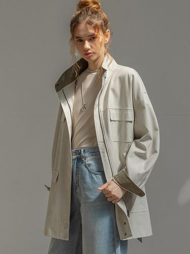 COTTON WORK HALF JACKET (WARM GRAY) - NONANDNON - Modalova