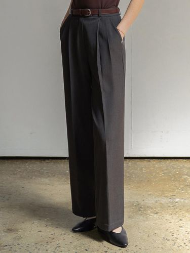 WIDE LEG TAILORED SLACKS (CHARCOAL) - NONANDNON - Modalova