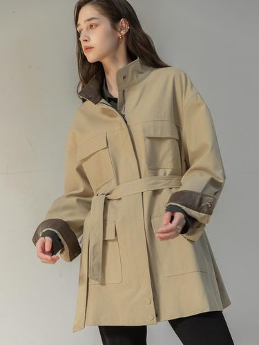 COTTON WORK HALF JACKET (BEIGE) - NONANDNON - Modalova