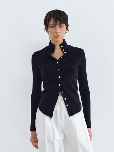 BUTTON NECK CARDIGAN (NAVY) - KOBKINO - Modalova