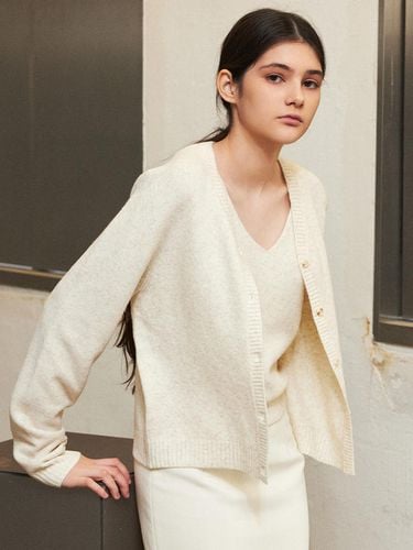 Mui] Wool Cardigan Set - Cream - LANG5 - Modalova