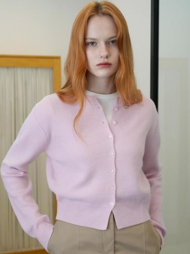 Cashmere Round Knit Cardigan (Pink) - VLETI - Modalova