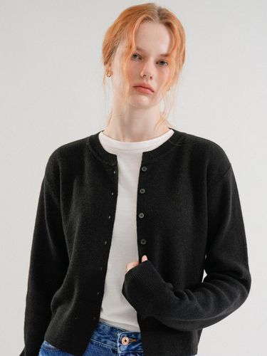 Cashmere Round Knit Cardigan (Black) - VLETI - Modalova