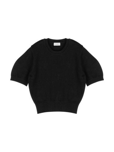 Balloon Sleeve Half Knit (Black) - VLETI - Modalova