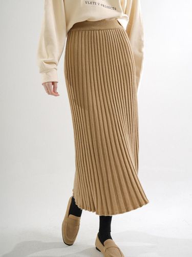 Ramswool Pleats Knit Skirt (Beige) - VLETI - Modalova