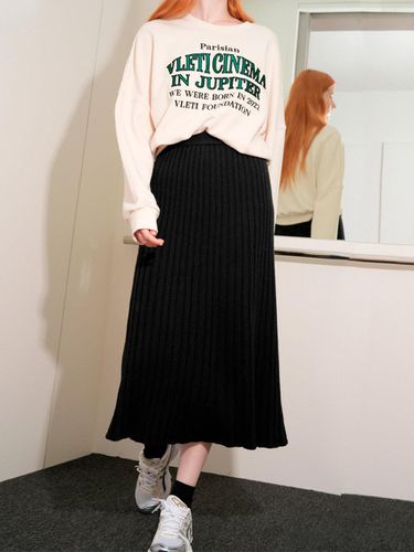 Ramswool Pleats Knit Skirt (Black) - VLETI - Modalova