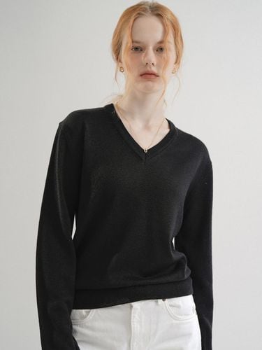 V neck Basic Knit (Black) - VLETI - Modalova