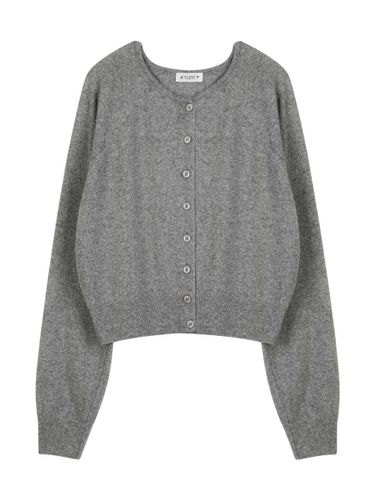 Wool 100 % Round Knit Cardigan (Gray) - VLETI - Modalova