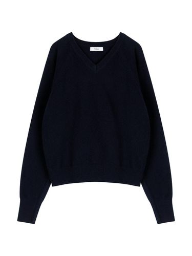 Wool 100% V - neck Raglan Knit (Navy) - VLETI - Modalova