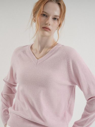 Wool 100% V - neck Raglan Knit (Pink) - VLETI - Modalova