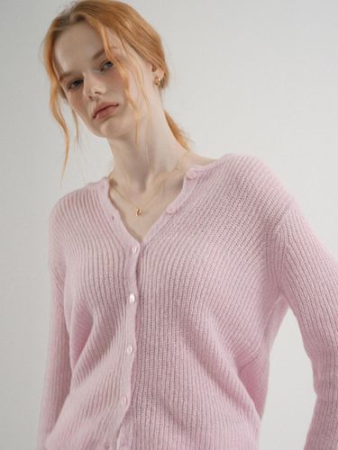 Mohair Round Knit Cardigan (Pink) - VLETI - Modalova