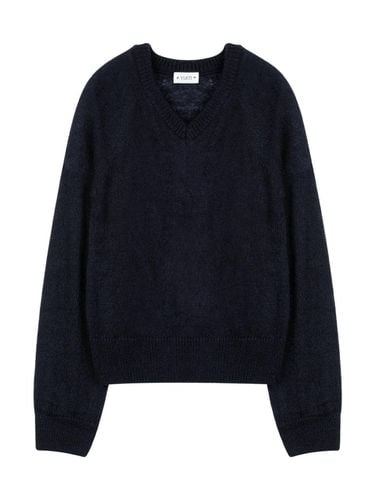 Mohair V neck Basic Knit (Navy) - VLETI - Modalova