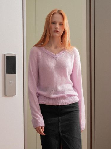 Mohair V neck Basic Knit (Purple_pink) - VLETI - Modalova