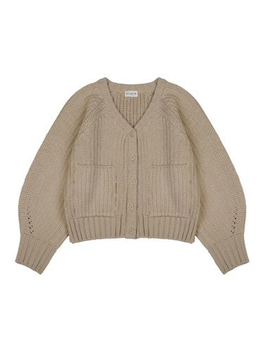 Poket Cable Knit Cardigan (Oat beige) - VLETI - Modalova