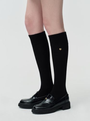 Heart charm wool knee socks - black - DEPOUND - Modalova