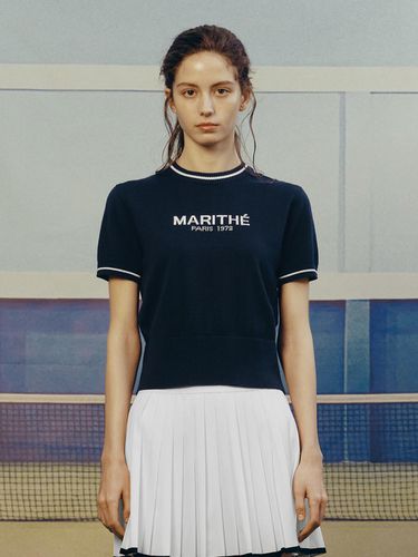 Women Logo Half Knit - Dark Navy - MARITHE MOUVEMENT - Modalova