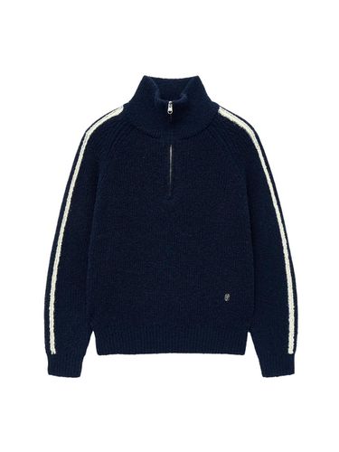 Half Zip-up Sweater - Navy - MARITHE MOUVEMENT - Modalova