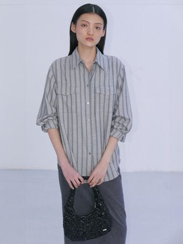 TWO POCKET STRIPE SHIRTS - GREY - Enor - Modalova