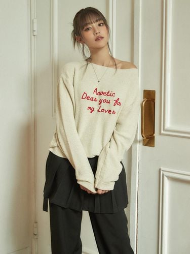 ANC EMBROIDERY BOATNECK KNIT_LIGHT BEIGE - ANOETIC - Modalova