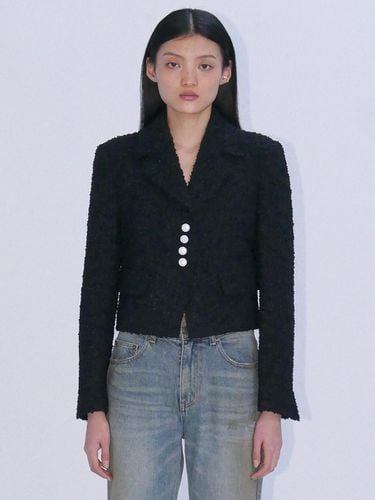 PEARL BUTTON TWEED JACKET - BLACK - Enor - Modalova