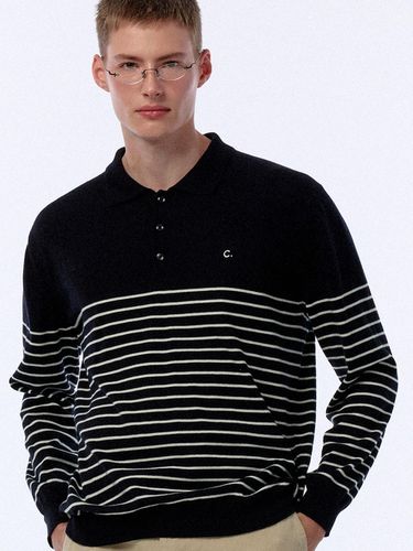 FW ] Stripe Polo Knit (Black) - CLOVE - Modalova