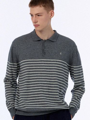 FW ] Stripe Polo Knit (Grey) - CLOVE - Modalova