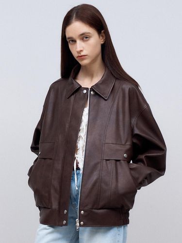 Vegan Leather Overfit Blouson Jacket in - doffsept - Modalova