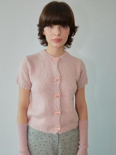 Bulky Short - sleeve Cardigan Rose Pink WBDFNT005L - WOVEMENT - Modalova