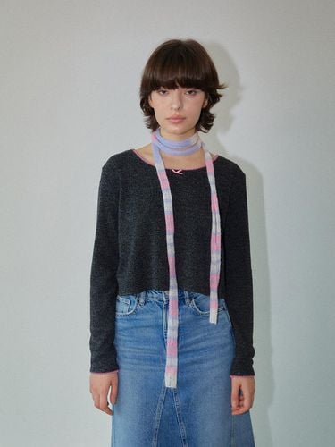 Pony Ribbon Knit Top Dark Gray WBDFNT002DG - WOVEMENT - Modalova